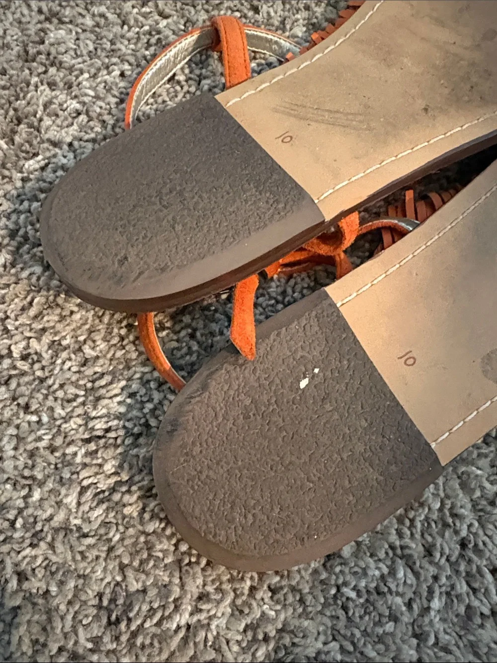 Sam Edelman Orange Fringed T-Strap Sandals